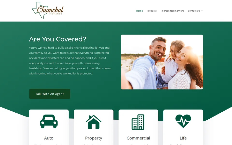 Chumchal Insurance Agency homepage screenshot