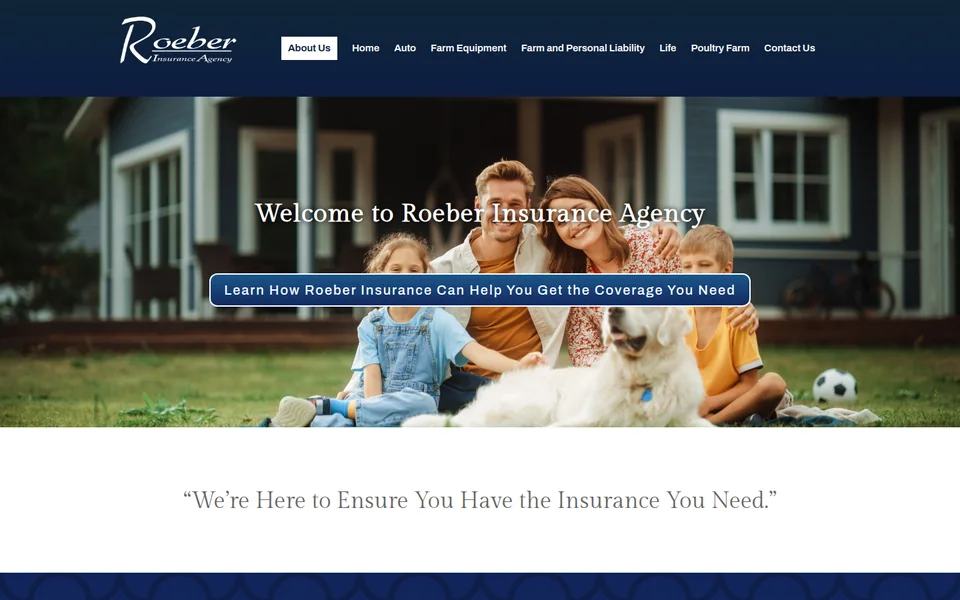 Roeber Insurance Agency homepage screenshot