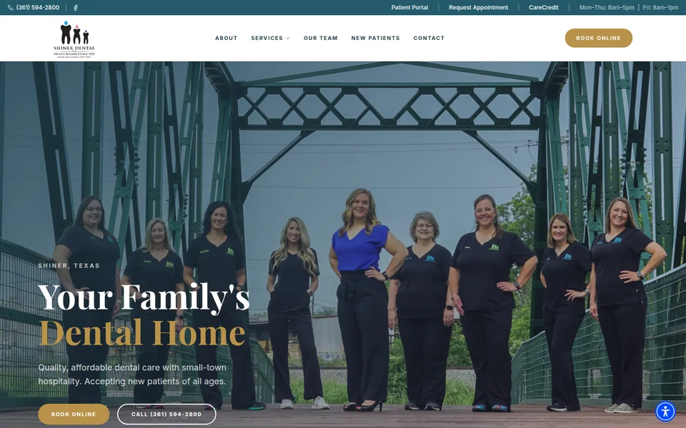 Shiner Dental, PLLC homepage screenshot